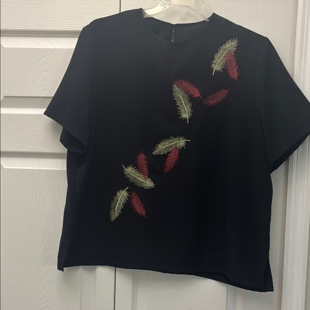 BonWorth Black Boxy Blouse with Short Sleeves